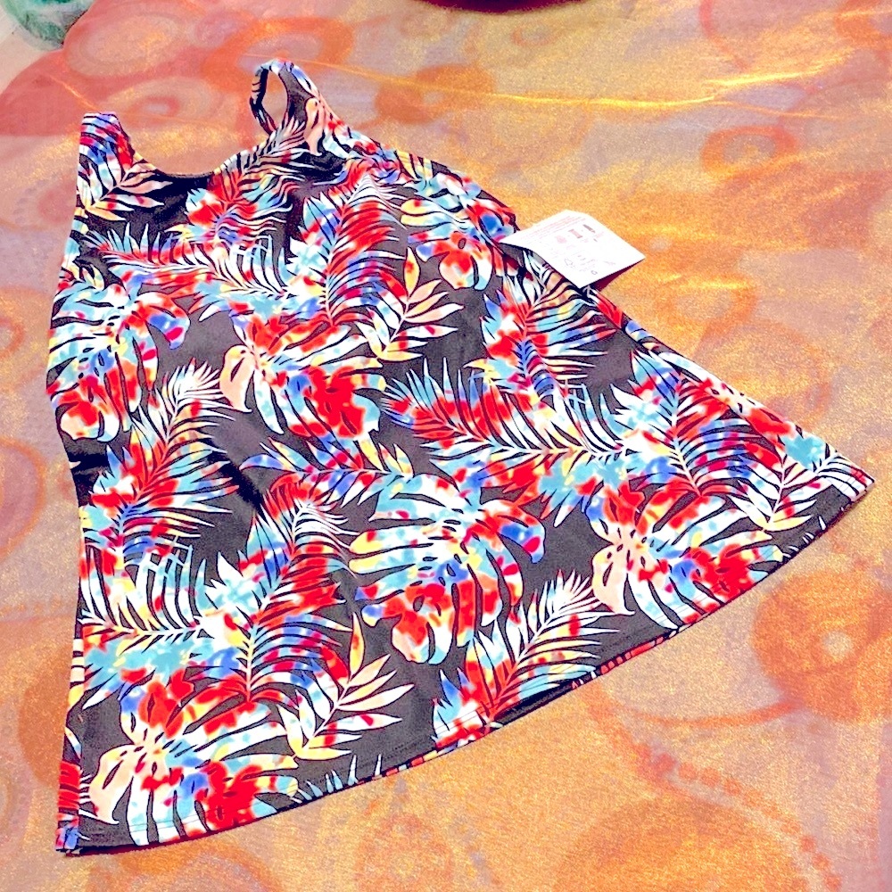 Eco Beach Tankini Top NWT Colorful  on Black Background Size M